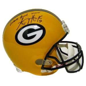AJ Hawk Green Bay Packers Signed Replica Helmet with Lombardi Award 
