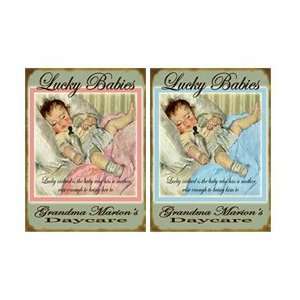  Personalized Lucky Babies Sign   Blue
