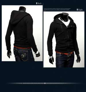 New Men Slim Asymmetry Designed Hoody Jacket M L XL XXL  