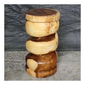 Spiral Column Wood Stool   Clear Tone Oil Finish   SC1222 