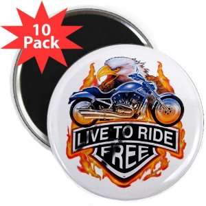  2.25 Magnet (10 Pack) Live To Ride Free Eagle and 