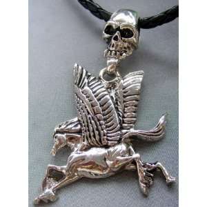   Metal Mythical Pegasus Winged Horse Skull Pendant 