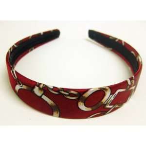  1 Red Chain Love Satin Wide Headband For Girls And Women 