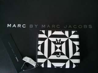 Marc by Marc Jacobs Black / White Tonal Rubix Zip Around Wallet 