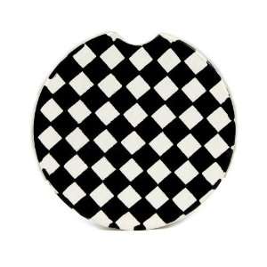    Black and White Checker Pattern Single Car Coaster 