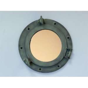 Aluminum Sea Worn Porthole Mirror 12     Nautical Decor Solid Brass 