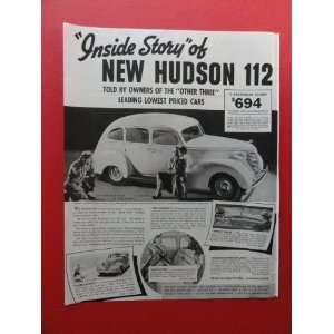  1938 New Hudson 112,$694, Print Ad. (woman/boy/picture 