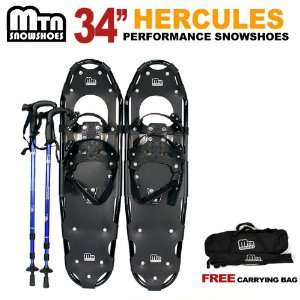   Kid Youth 34 BLACK Snowshoes with Blue Nordic Walking Pole Free Bag
