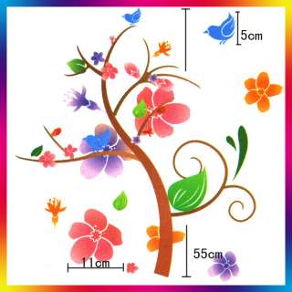 Colorful Flower Vine Art Decal Wall Sticker 26.8x13.4  