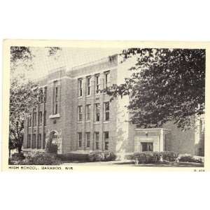   1940s Vintage Postcard High School Baraboo Wisconsin 