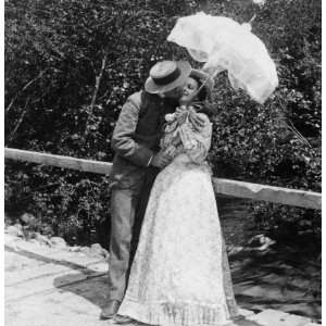 1897 photo The Summer girl and her sweetheart Man kissing woman under 