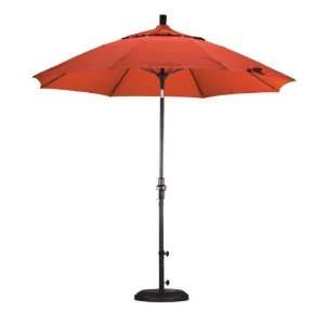   Fabric Fiberglass Crank Lift Market Umbrella with Black Pole, Brick