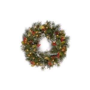  National Tree 24 Wintry Pine Wreath with Cones, Red 