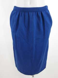 ST. JOHN Blue Pocket Knee Length Santana Woven Skirt M  