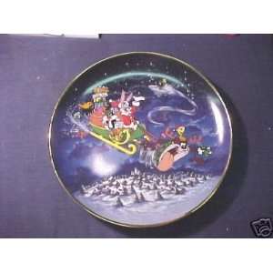  Franklin Mint Looney Tunes Plate Whats Up Santa 