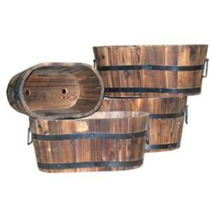   Outdoor Decor & More 4 Piece Wood Barrel Planter Patio, Lawn & Garden