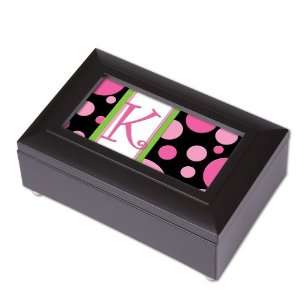  Monogram Pink Fizz Letter K Petite Black Music Box Plays 