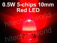 10p High Power 1W 10mm Red LED Lamp Light 280,000mcd  