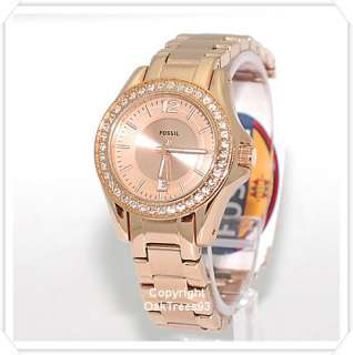 FOSSIL WOMENS RILY MINI ROSE GOLD STEEL WATCH ES2889  