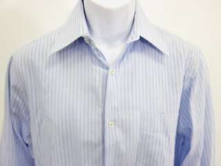 MARTIN GORDON Mens Lt Blue Striped Button Up Shirt Med  