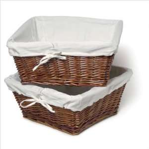  Large Willow Basket Set in Cherry with White Liner