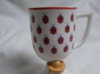 Enesco Ladybug Little Boy Farmer Coffee Tea Mug Japan  