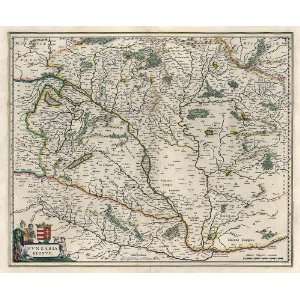  Antique Map of Hungary (1647) by Willem Janszoon Blaeu 