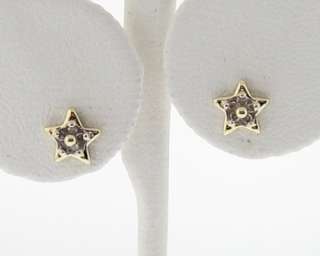 Genuine Diamonds Star Solid 10k Yellow Gold Stud Earrings  