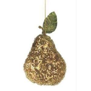  Sugared Fruit Decorative Gold Glittered & Beaded Pear 