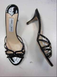 Authentic JIMMY CHOO Black Ivana Sandal Shoes   37 1/2  