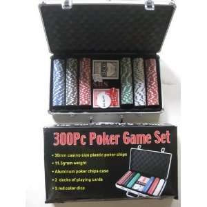   300Pc Poker Game Set 11.5 Gr Chips , 5 Red Color Dice
