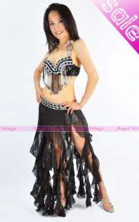 belly dance cost​ume 2 pics cost​ume 34B/C bra&skirt 9 colours 