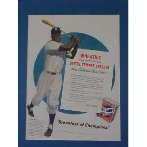   Dodgers 1950 Wheaties Advertisement Bulletin 14 X 18 Matted Frameable