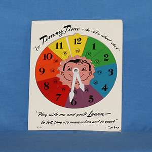   1960s SIFO Timmy Time Color Wheel Clock Childrens Wooden Puzzle