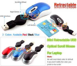 Mini Retractable USB Optical Scroll Mouse for Laptop PC  