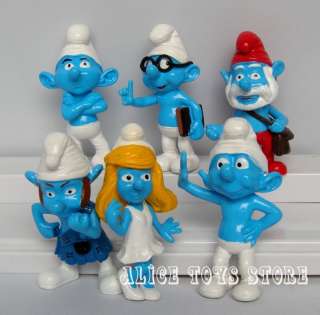 The Smurfs 3D Action Figure Figurine toys HOT set of 6pcs  