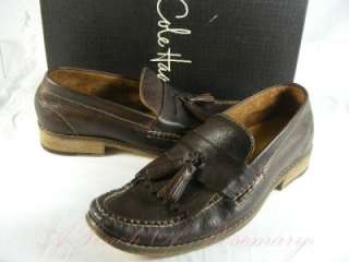   Haan Air Delancy Tassel Tumbled Leather Loafer Slip On Shoes Brown 8.5