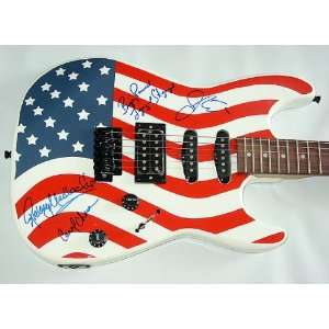  Lynyrd Skynyrd Autographed Flag Guitar & Exact Proof 
