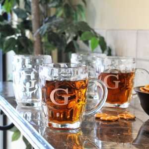  Set of 4 Classic Beer Tankards with Initial Kitchen 