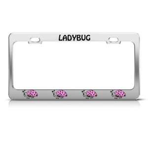  Ladybug Ladybugs Pink Animal license plate frame Stainless 
