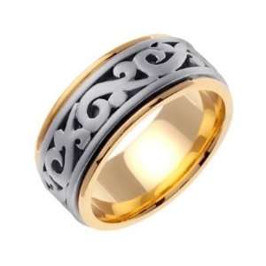    14K Gold Two Tone 9.5mm Celtic Wedding Band 4028   Size 4 Jewelry