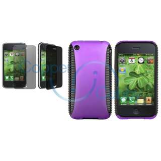   CASE Purple Hard COVER+Privacy Protector For iPhone 3 3th G 3GS  