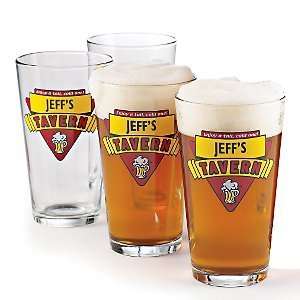  Personalized Red Tavern Beer Glasses (Set of 4) Kitchen 