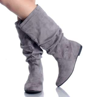 Slouch Scrunch Pull On Flat Womens Mid Calf Boot Size 7  