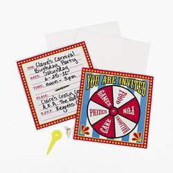 12 CUTE CARNIVAL TOY SPINNER INVITATIONS/Circus/Party Invites/Supply 