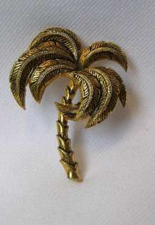 Vintage Spain Damasquinado Palm Tree Brooch Pin  