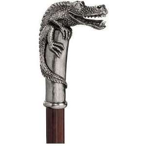   36 Classic Italian Pewter Collectible Alligator Pewter Walking Stick
