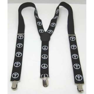  Black / White Peace Sign Suspenders Braces Symbols 
