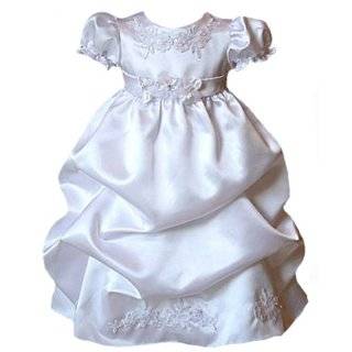 New Satin Puffed Skirt Christening Baptism Gown (Dress & Bonnet)