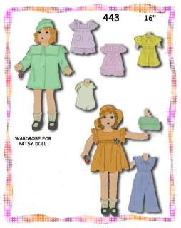 443 Patsy   Shirley Doll Pattern wardrobe dolls 16  